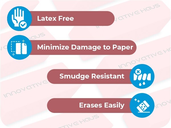 Pink Erasers Bulk - Latex Free - Smudge Resistant - Large Pink Eraser - Big Size