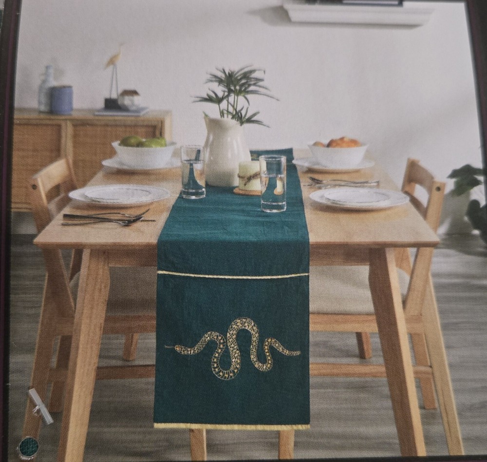 Dark Enchantment Table Runner with embroidered Serpent/Snake