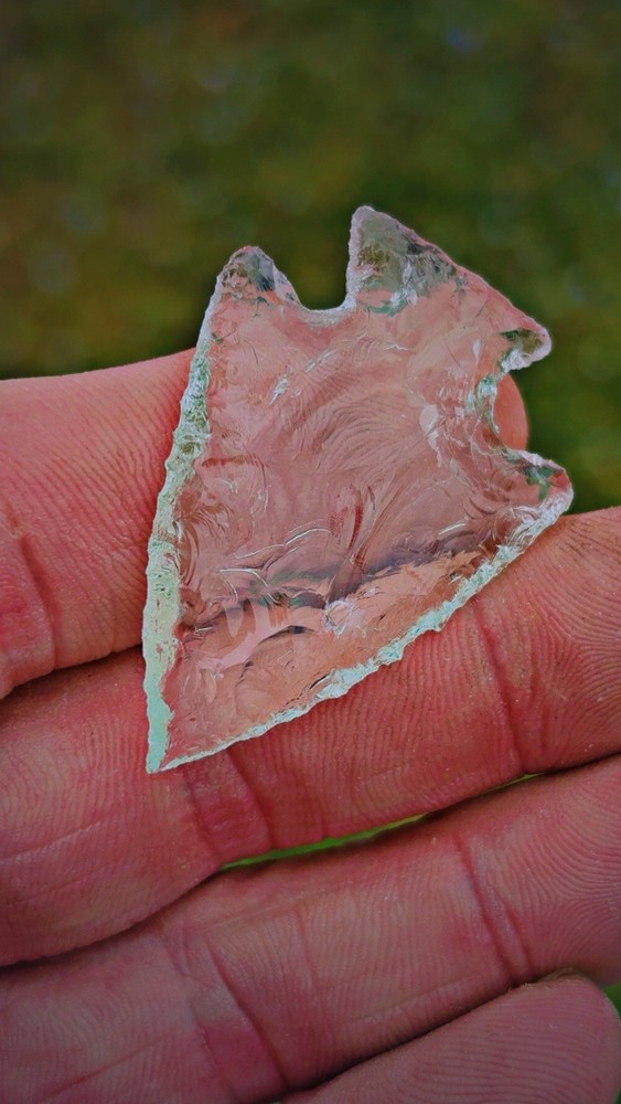 Flintknapped Farm Window Glass Arrowhead