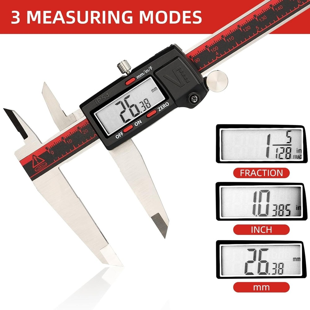 High Precision Digital Caliper with Large LCD & Instant Conversion - 300mm