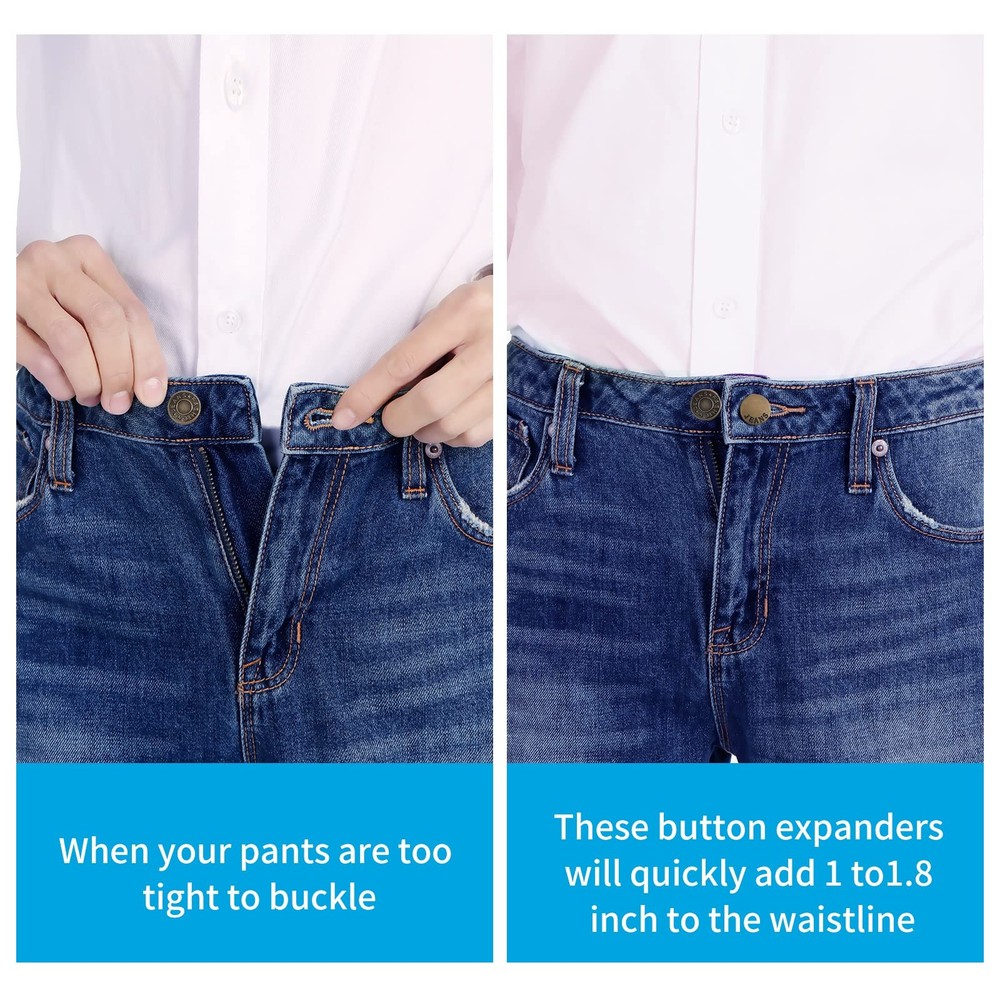 Ceryvop 12 PCS Button Extenders for Jeans, 0.65 inches, [Multiple Colors]