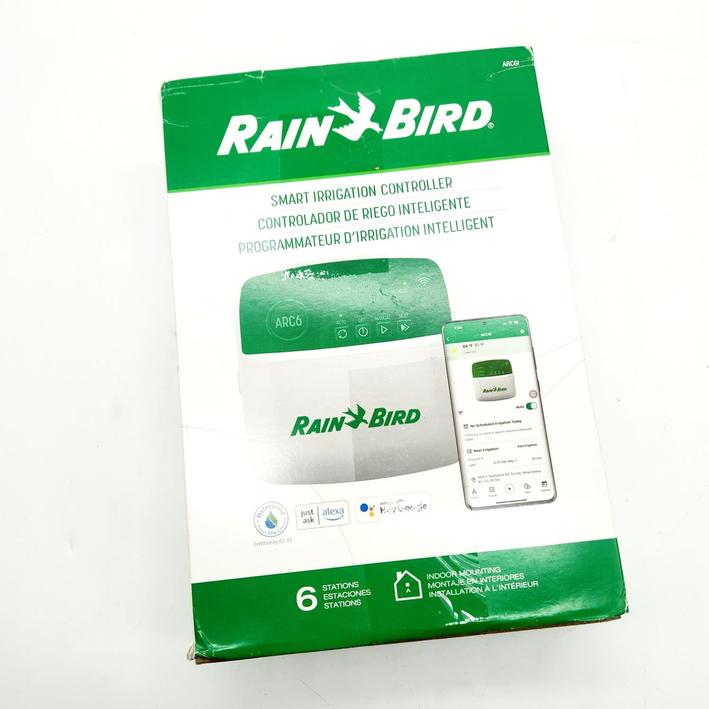 Rain Bird ARC6 Smart Irrigation Timer 6-Zone WiFi Controller Indoor Alexa Ready