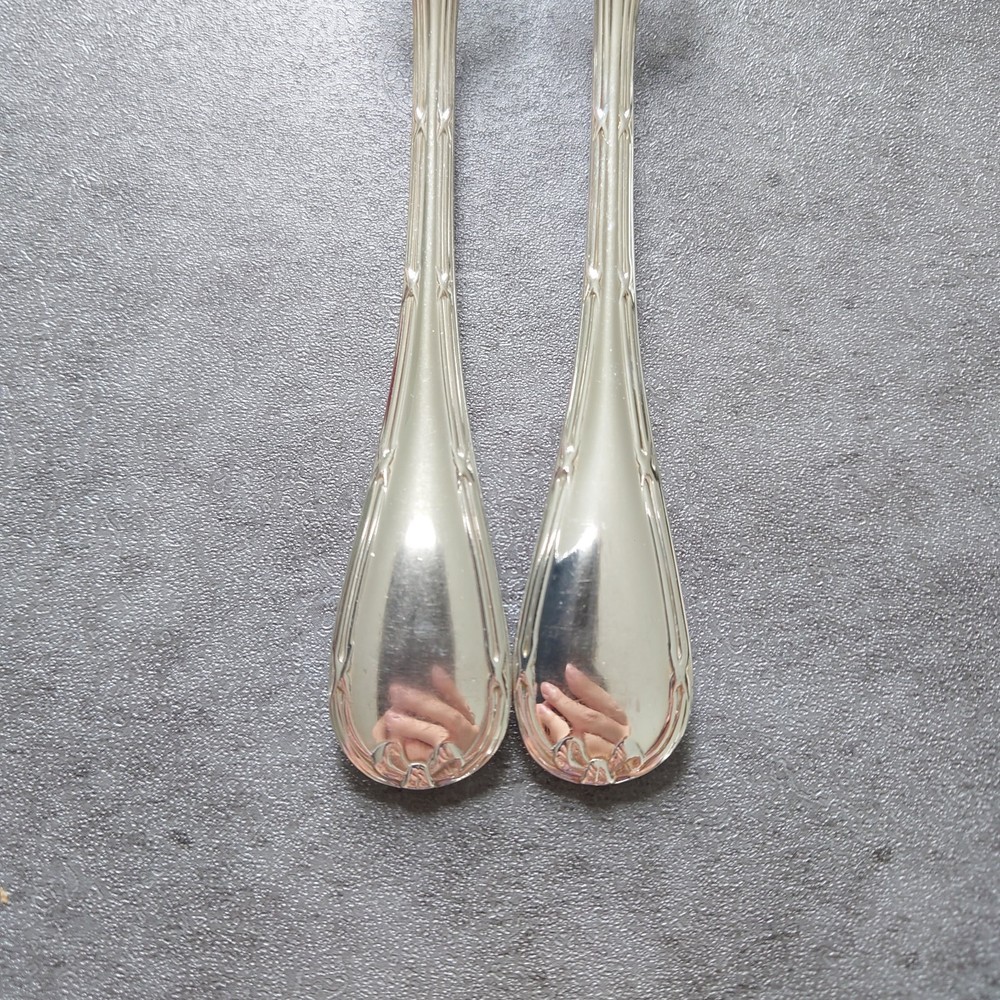 Christofle Rubans 2pcs Silverplate Flatware Dessert Fork Excellent
