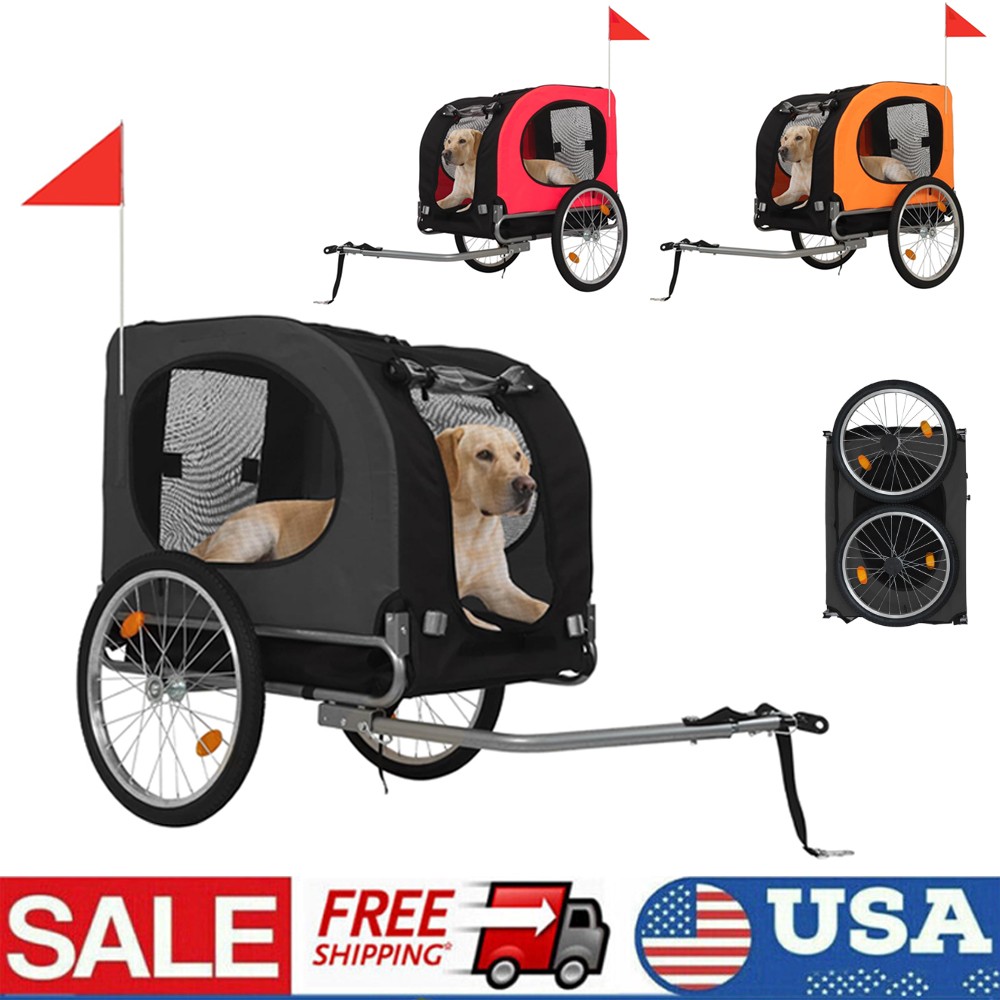 Foldable Pet Bicycle Trailer Stroller Dog Cat Bike Carrier 88 lb Water Resistant