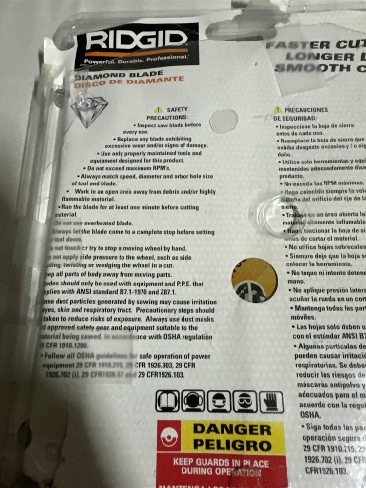 RIDGID 7" Continuous Diamond Blade HD-CT70CP **LIGHTLY USED**