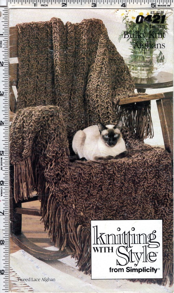 "Bulky Knit Afghans" Knitting with Style from Simplicity # 0421