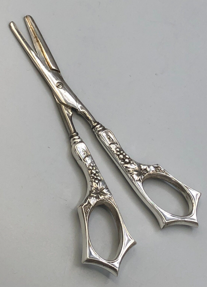 Vintage Sterling Silver handle Grape Scissors 6.75"