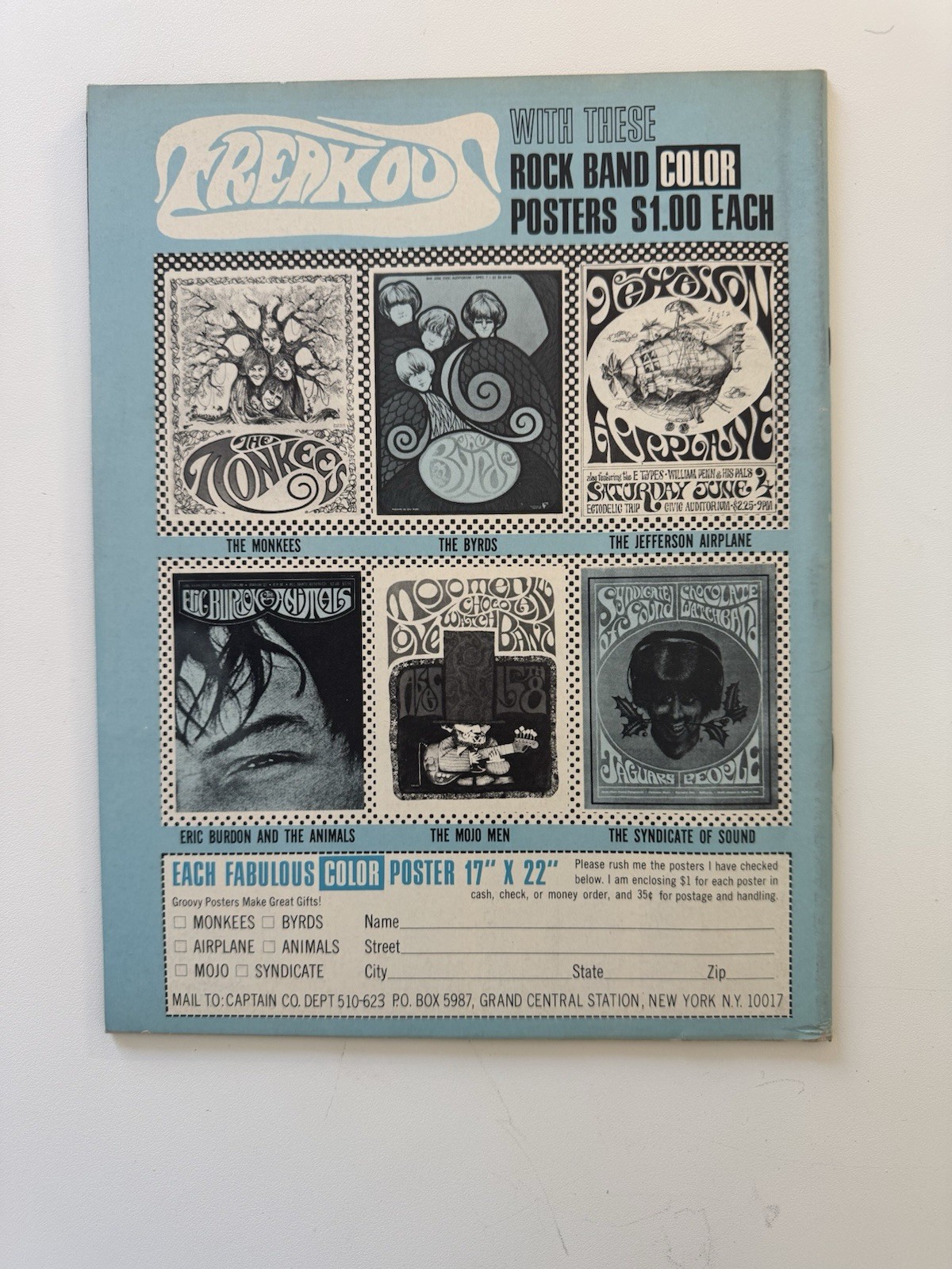 Freak Out USA Magazine February 1967 The Beatles - The Doors Bee Gees Etc