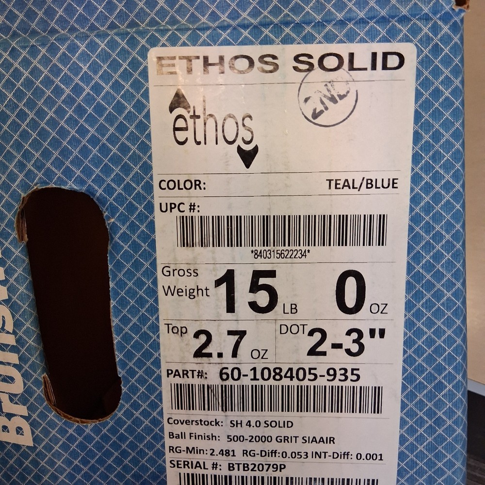 Brunswick Ethos Solid BOWLING BALL 15 lb. NEW IN BOX #079
