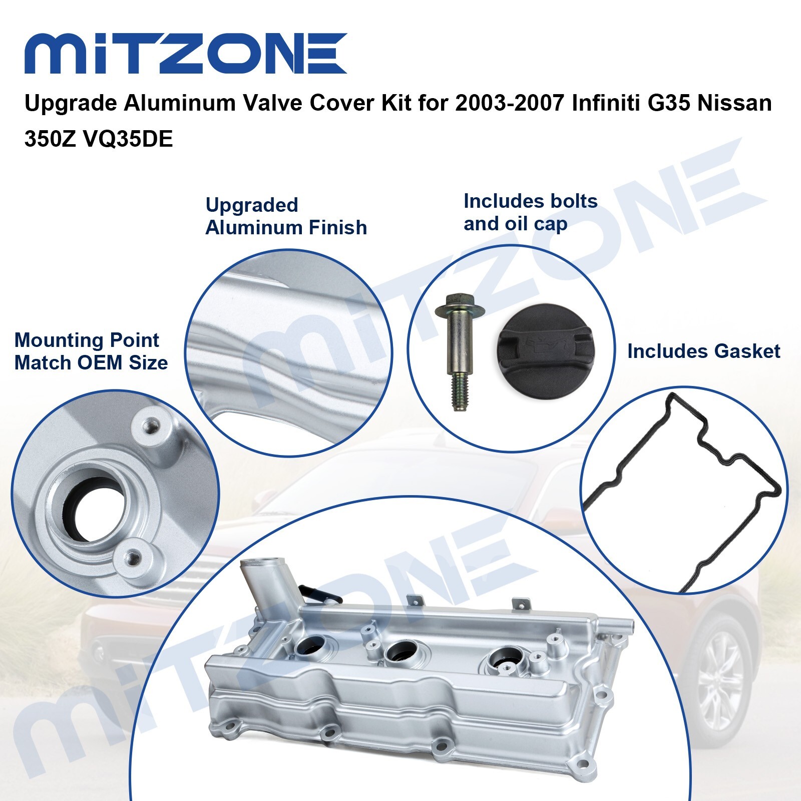 2x Upgrade Aluminum Valve Cover Kit for 2003-07 Infiniti G35 Nissan 350Z VQ35DE