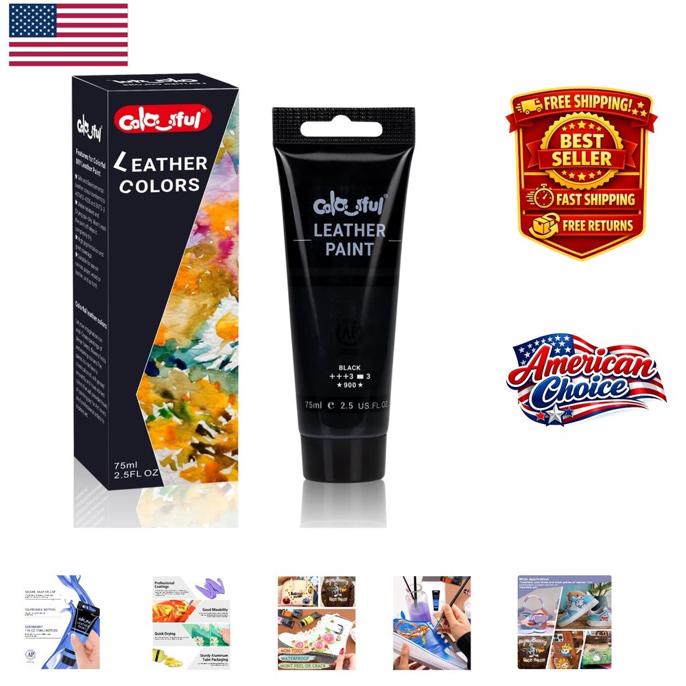 Versatile Black Acrylic Leather Paint 2.5oz - Perfect for Creative DIY Projects