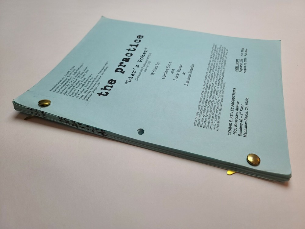 THE PRACTICE / Lukas Reiter, 2001 TV Script, Dylan McDermott "Liar's Poker"