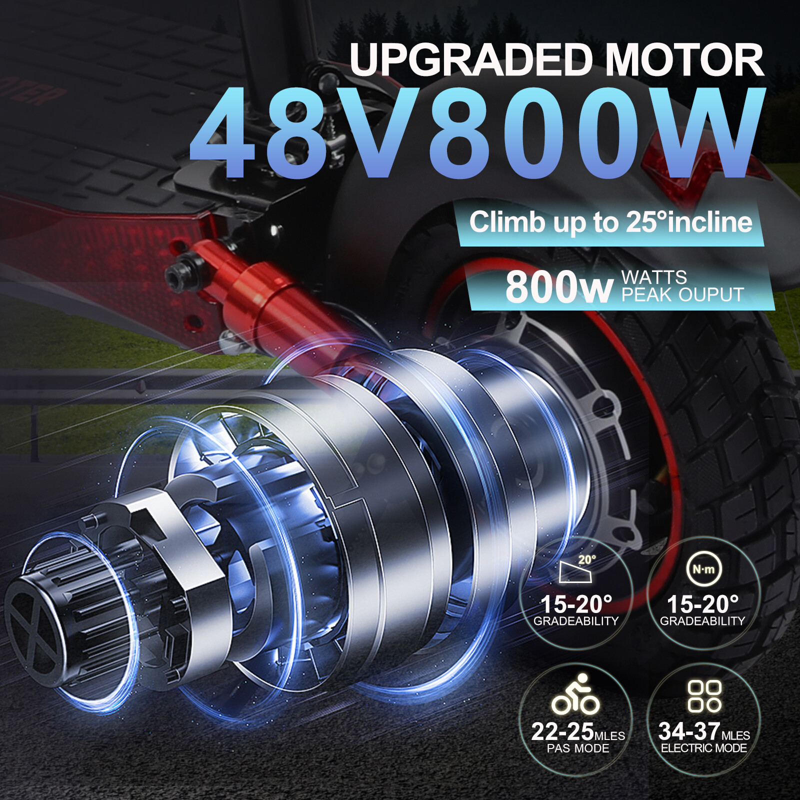 Electric Scooter 48v 800W For Adult 10"Off Road Fat Tires Fast Speed USA MAX vV