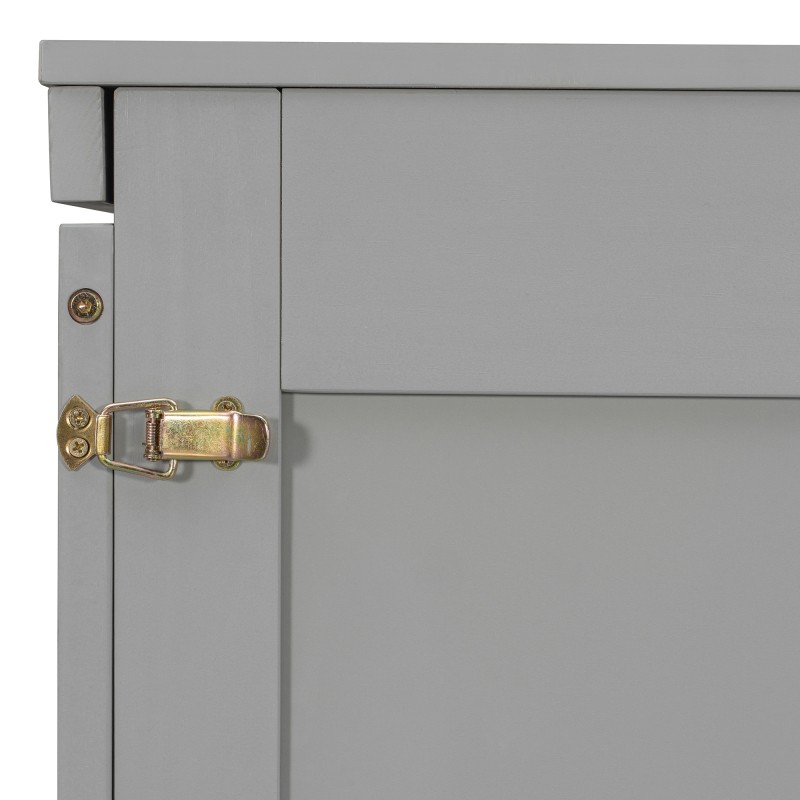 Queen Size Murphy Wall Bed Space-Saving Cabinet with Desk Gray MDF Storage