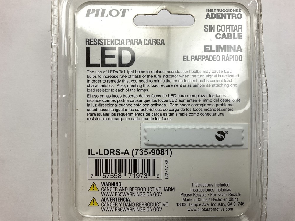 Pilot IL-LDRS-A LED Bulb Load Resistor Eliminates Fast Blinking, 2PC, 50W