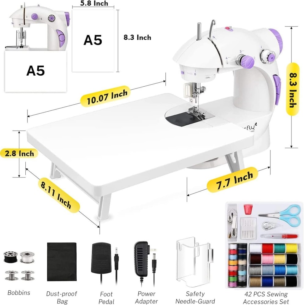 Mini Portable Sewing Machine with Extension Table & Accessories for Beginners