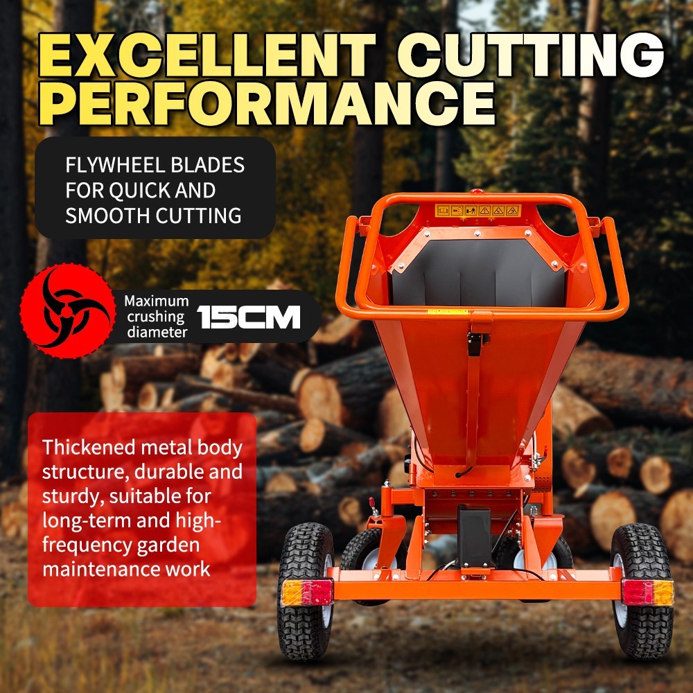 6'' 18hp Wood Chipper 450cc Gas Powered E-start 4-Wheel 12V/9A FREE SHIPPING