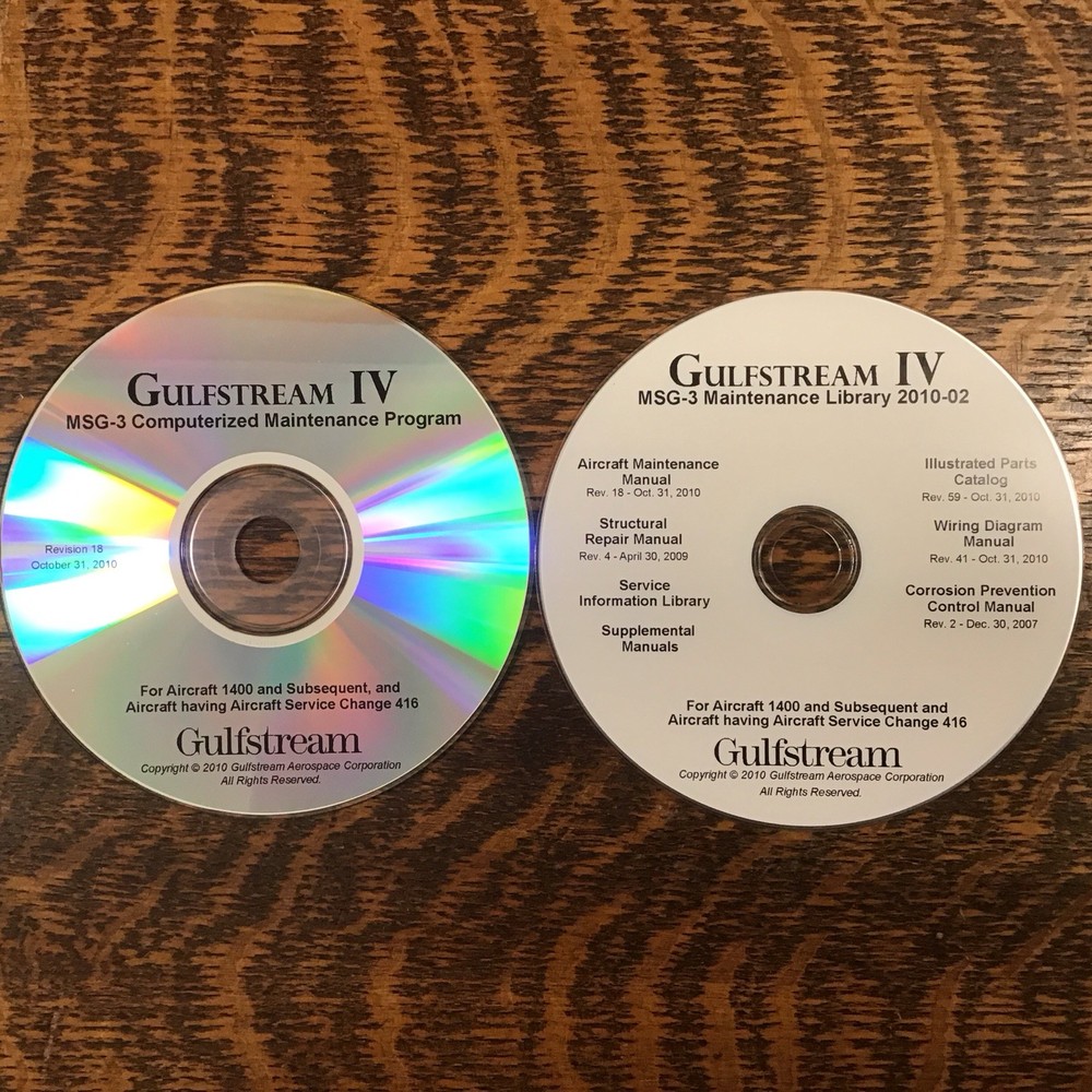 Gulfstream G-IV MSG-3 Maintenance Library CD's