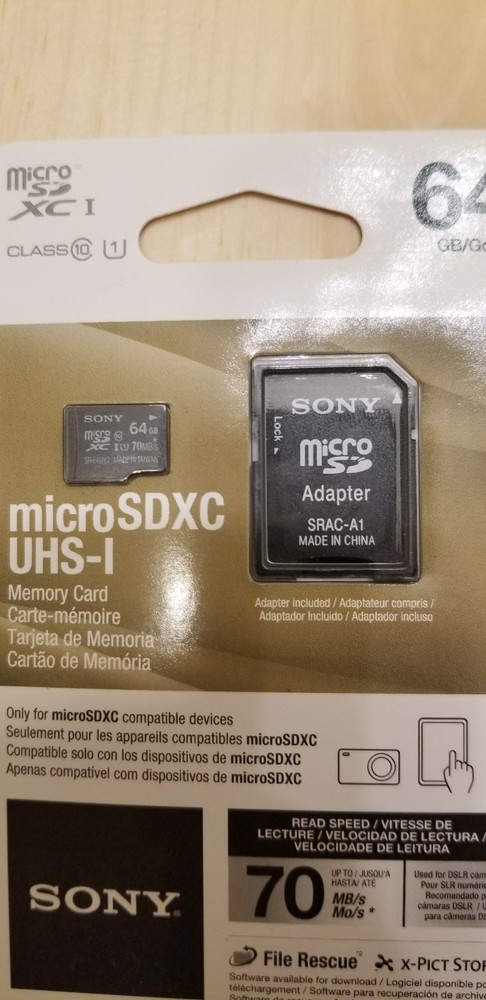 Sony micro SDXC UHS-1 64GB Memory Card with Adapter