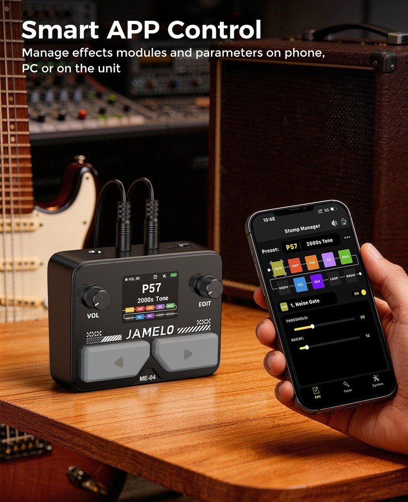 JAMELO MINI Pocket Multi-Effects Guitar Pedal Effects Processor w/ 10 Effects