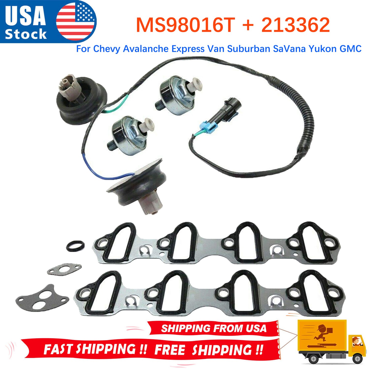 New Knock Sensor Kit for Chevy Avalanche Express Van Suburban SaVana Yukon GMC