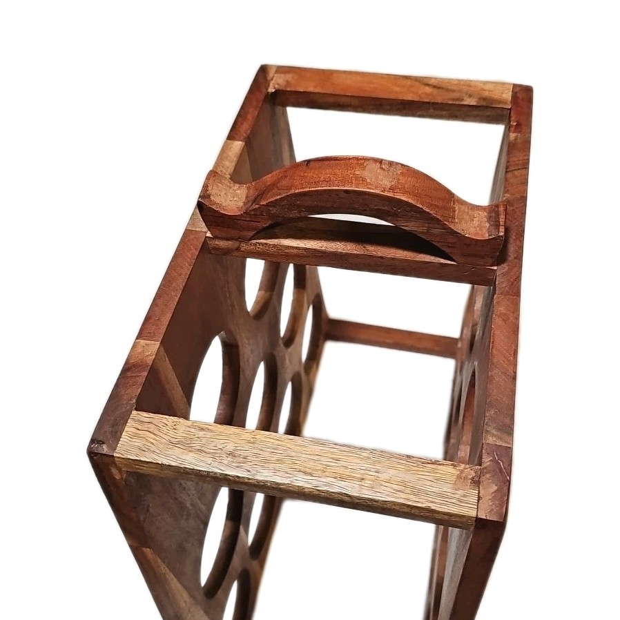 Solid Wood Pyramid Wine Holder - Holds 9 Bottles - Unique Rustic Statement Piece