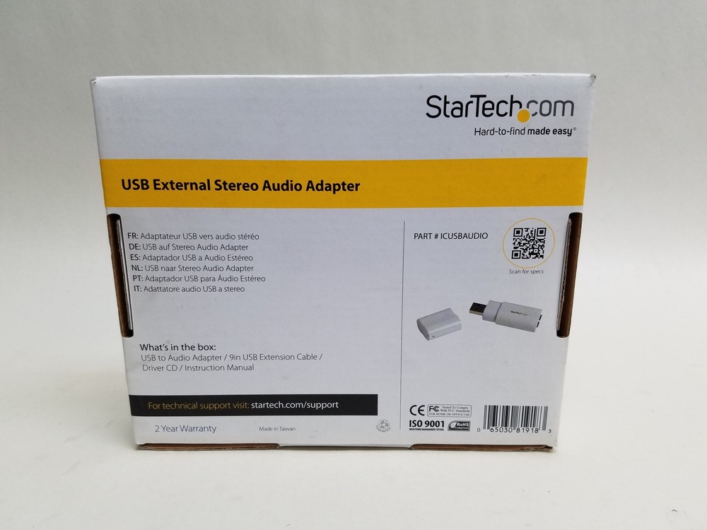 New StarTech ICUSBAUDIO USB to Stereo Audio Adapter Converter