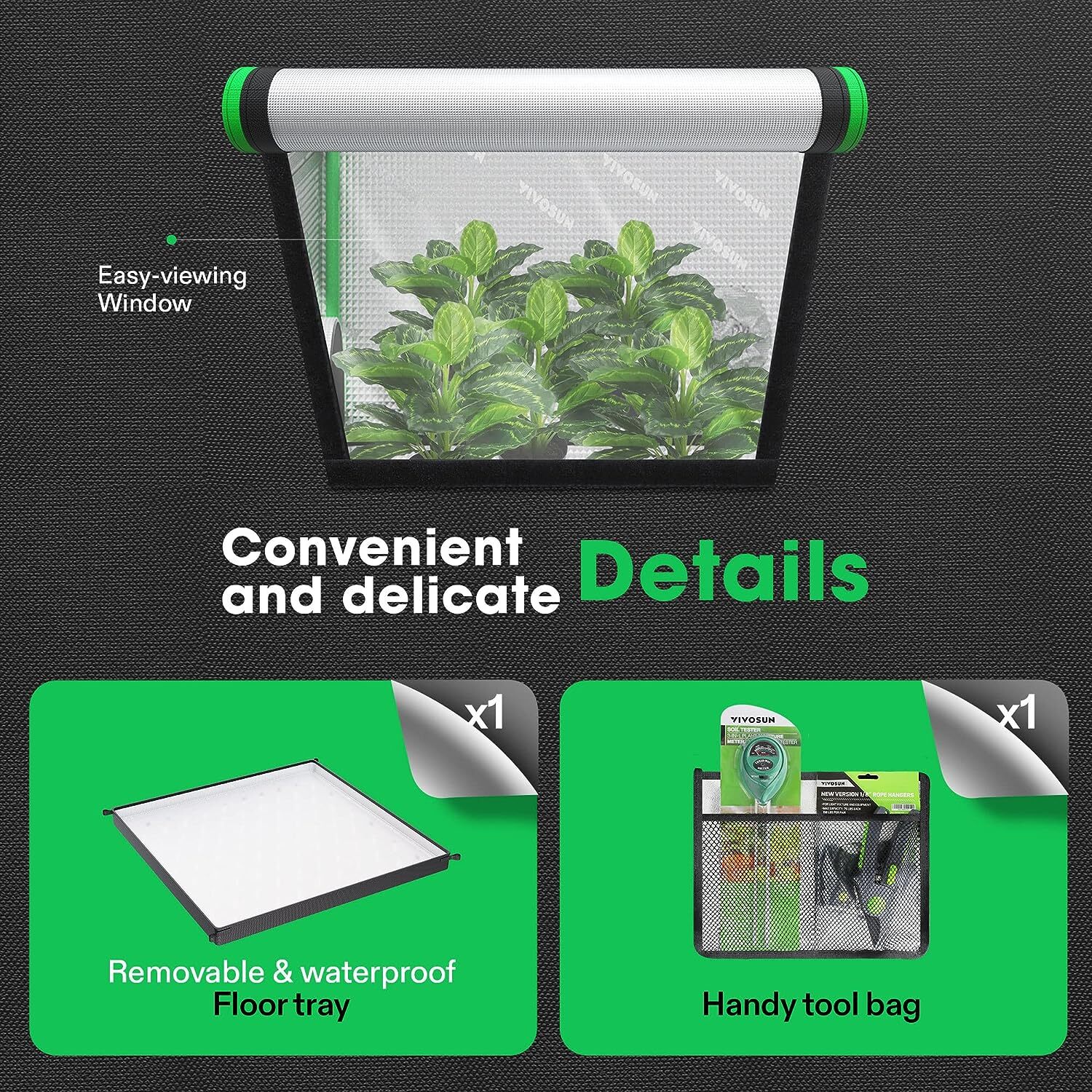 VIVOSUN Hydroponic Grow Tent for Indoor Plants with Tray, New