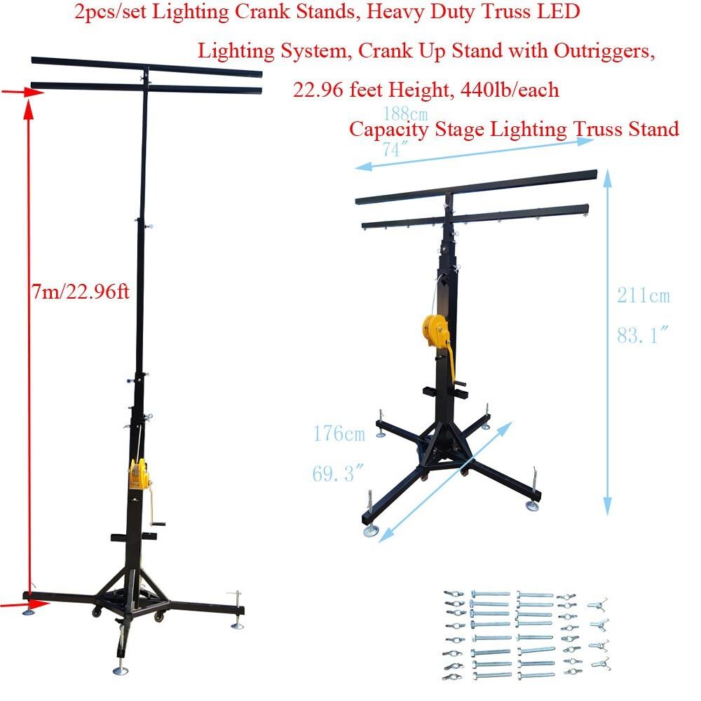 2pcs/set Lighting Crank Stands, 22.9FTHeavy Duty Truss LED Lighting System