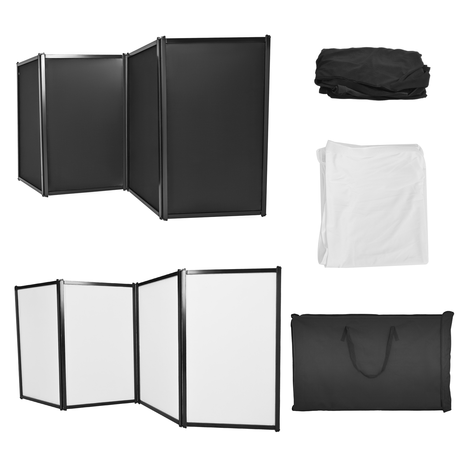 48"x25" White Black DJ Event Facade Scrim Metal Frame Booth With Travel Bag Case
