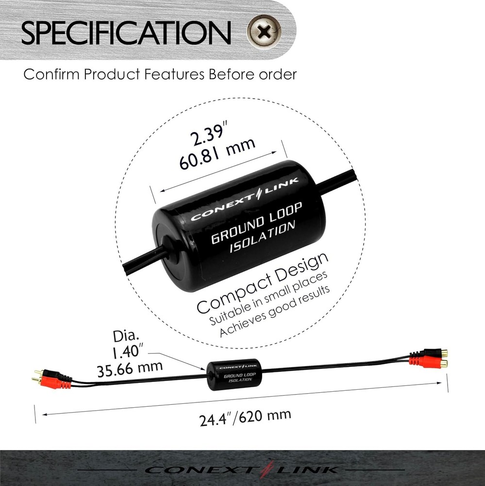 RCA Stereo 2-Channel Ground Loop Isolator - Eliminate Audio Noise Effortlessly