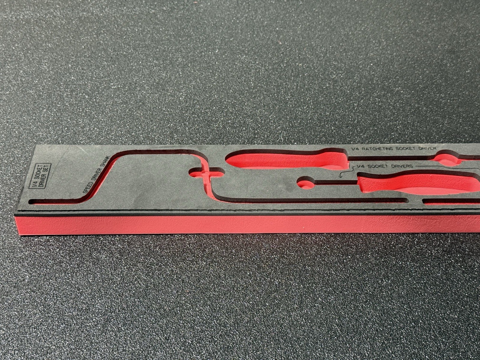 Foam Organizer For Various Snap-On 1/4 Drivers, Red And Black