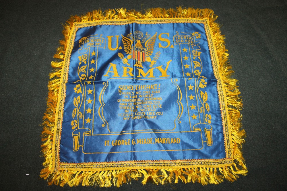 Original WW2 U.S. Army "Sweetheart" Gift Pillow Cover, Ft. George G. Meade