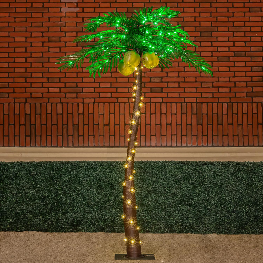 5Ft Lighted Palm Tree with Glowing Coconuts - Dimmable, UL Certified, Waterproof