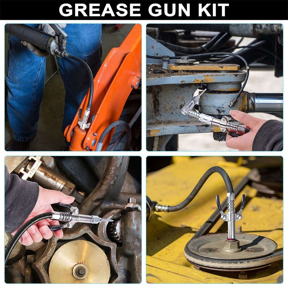 4pcs Grease Gun Fitting Tool Kit 90 Degree Coupler Adapter Needle Tips Dispenser