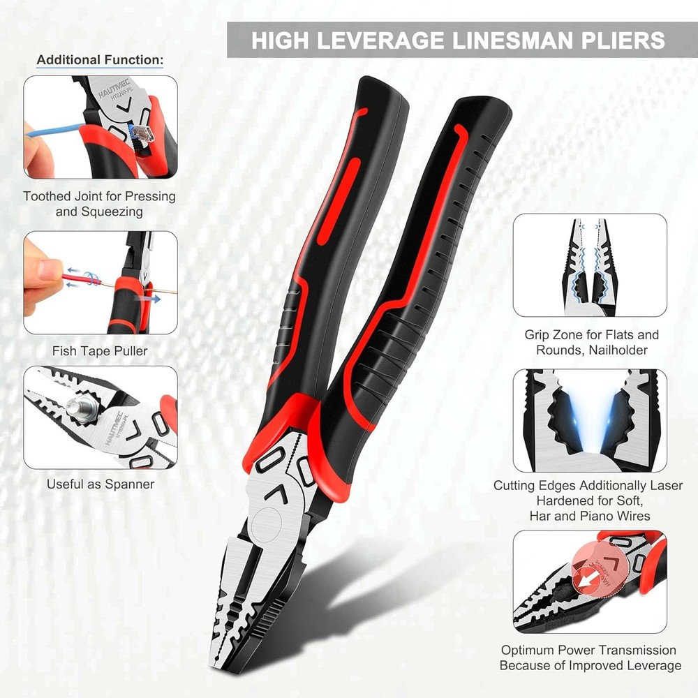 HAUTMEC 3PCS High Leverage Multi Plier Tool Set Include 8" Set, Chrome