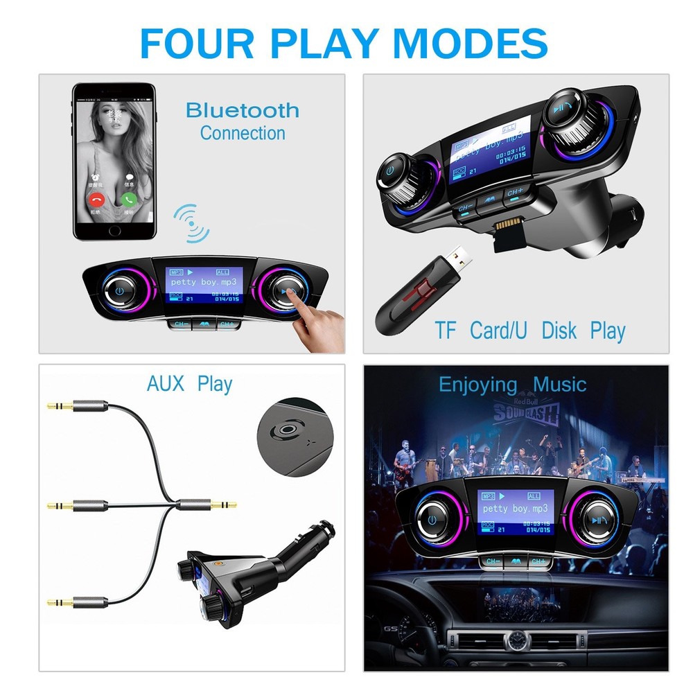 Bluetooth FM Transmitter Handfrees-Calling Radio Adapter Car Kit with Small