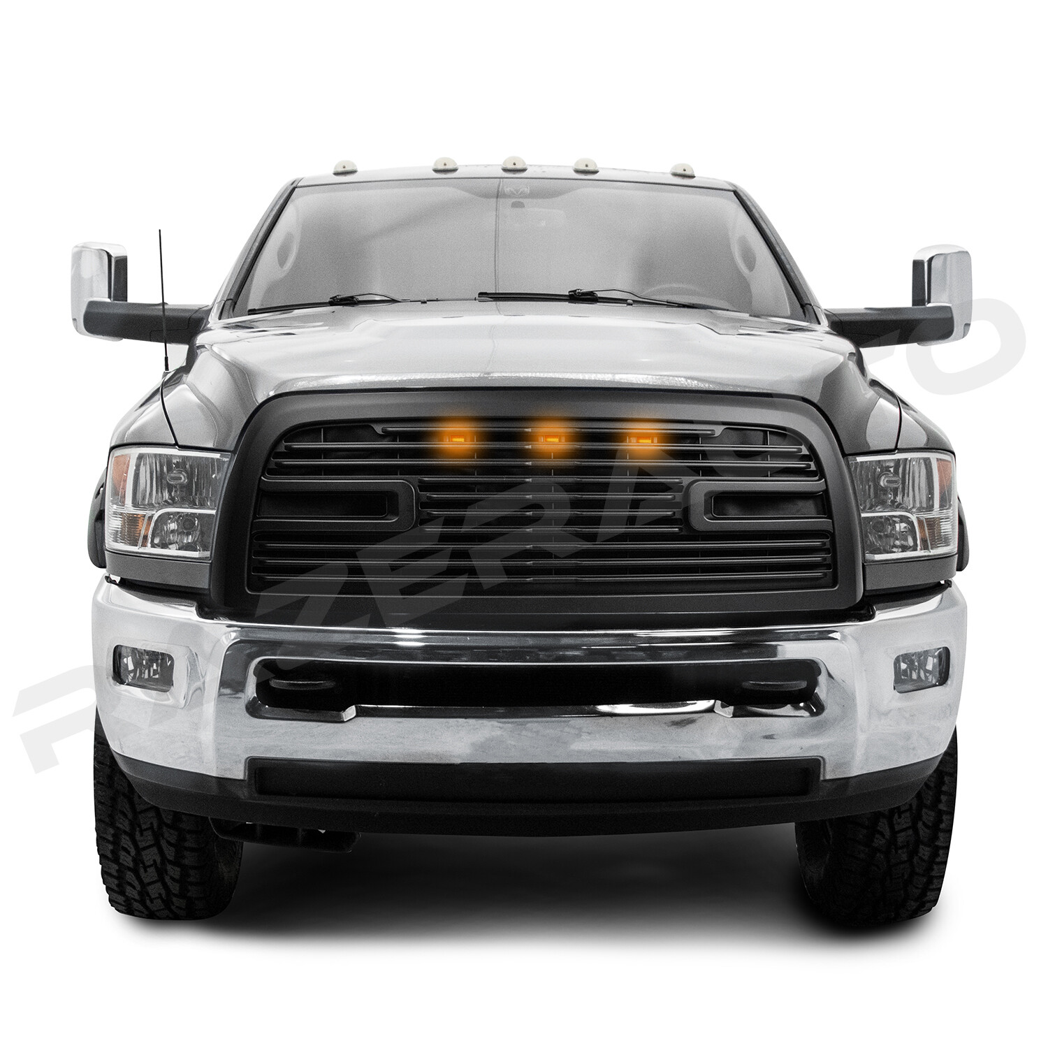 Big Horn 2+LED Matte Black Replacement Grille+Shell for 10-18 Dodge RAM 2500+HD