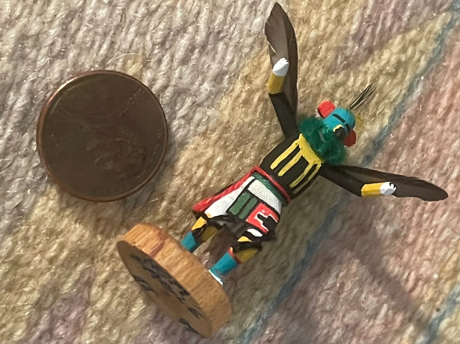 TINY ART-MINIATURE-NATIVE AMERICAN-KACHINA-SIGNED HOPI EAGLE '99-NEW CONDITION