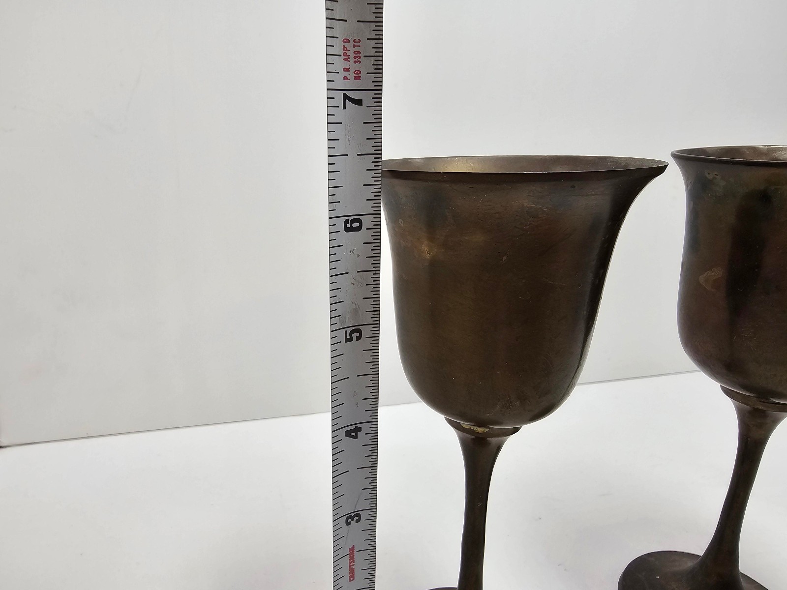 Vintage 1950s Silver Plated Brass Wine Goblet 6.5" Tall by 2-5/8" wide