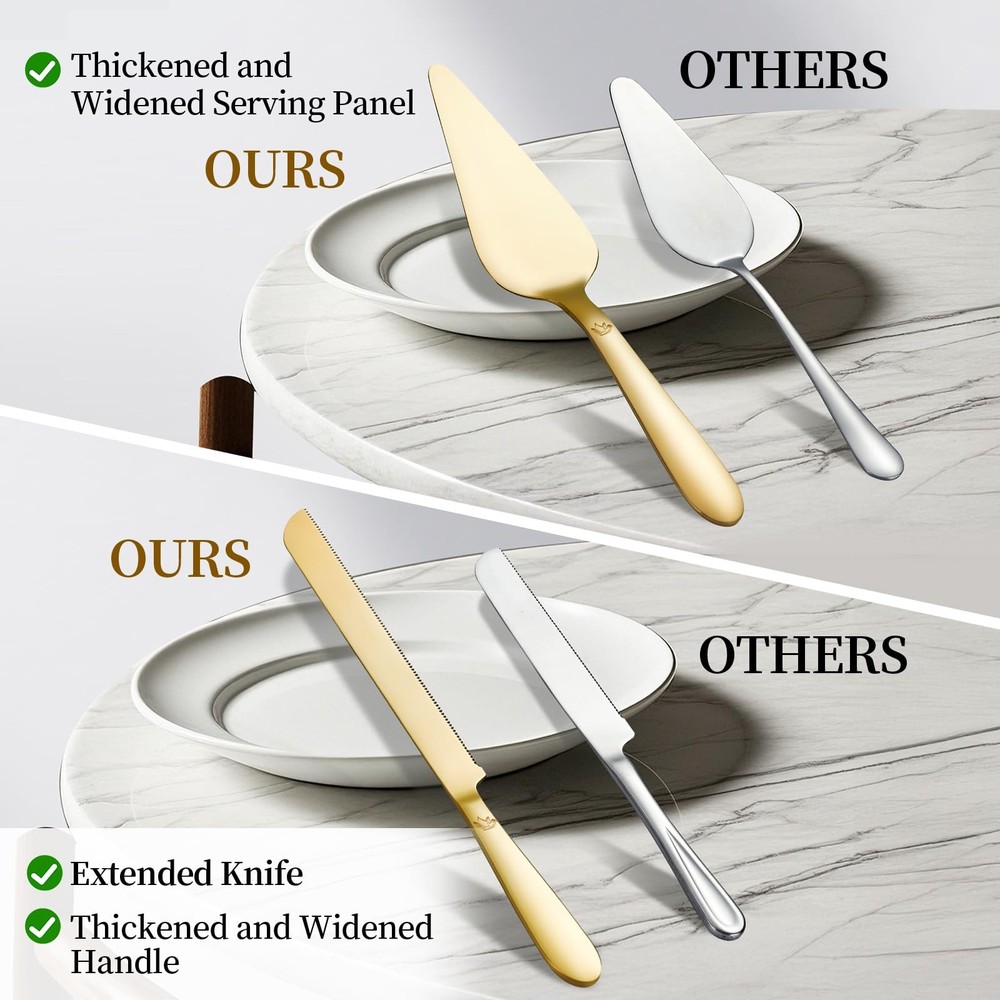 Cake Cutting Set for Wedding - Extended Cake and Server Set Thickened Stainle...