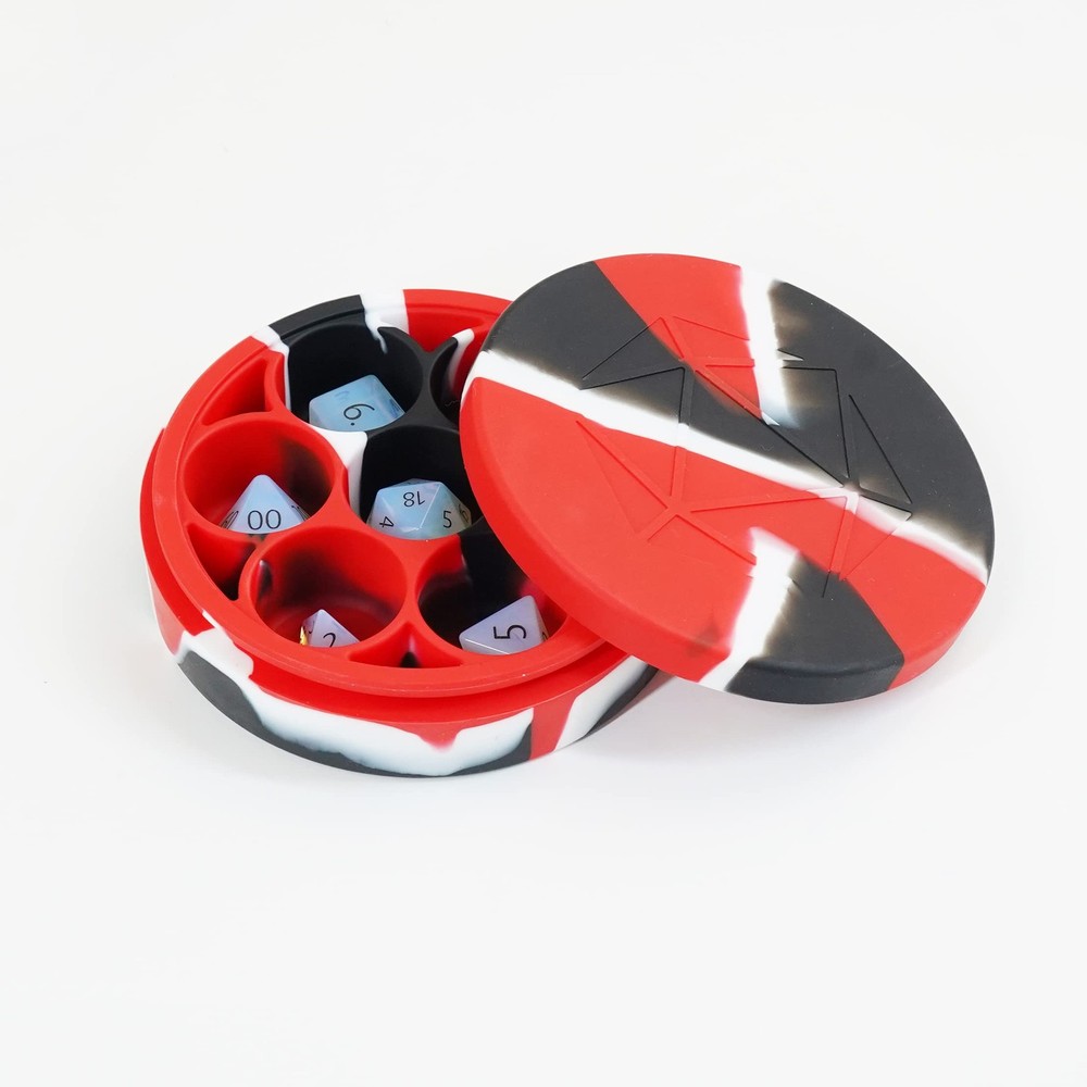 Silicone Round Dice Case: RDBKWH - Lican Dice