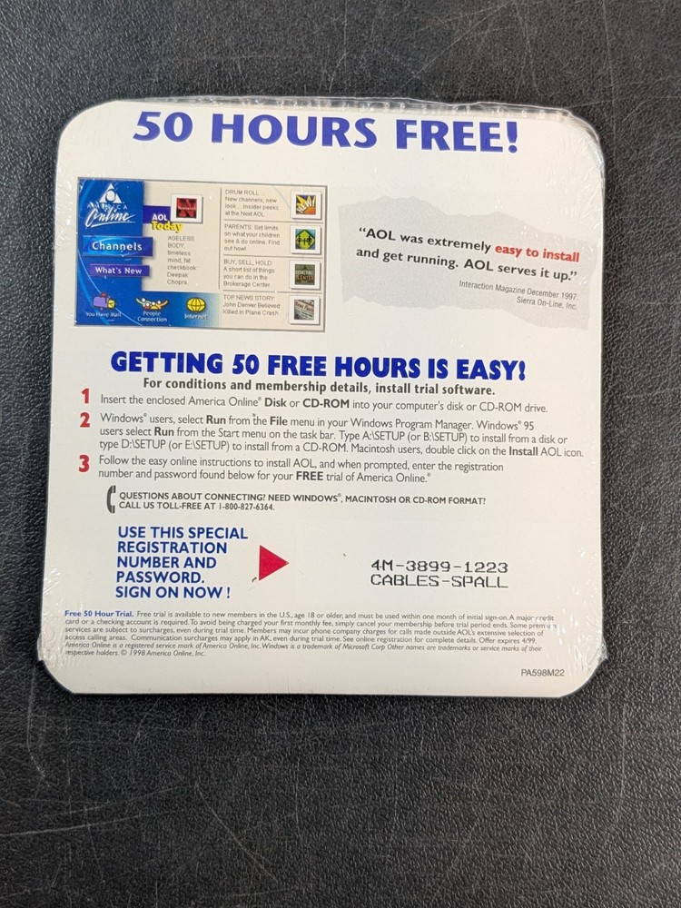 AOL America Online For Windows Version 3.0 Sealed 3.5” Floppy Disk