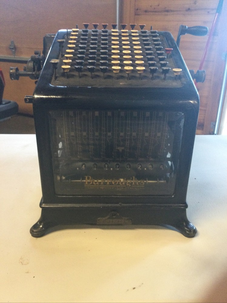 Antique No.1 Burroughs Beveled Glass Adding Machine