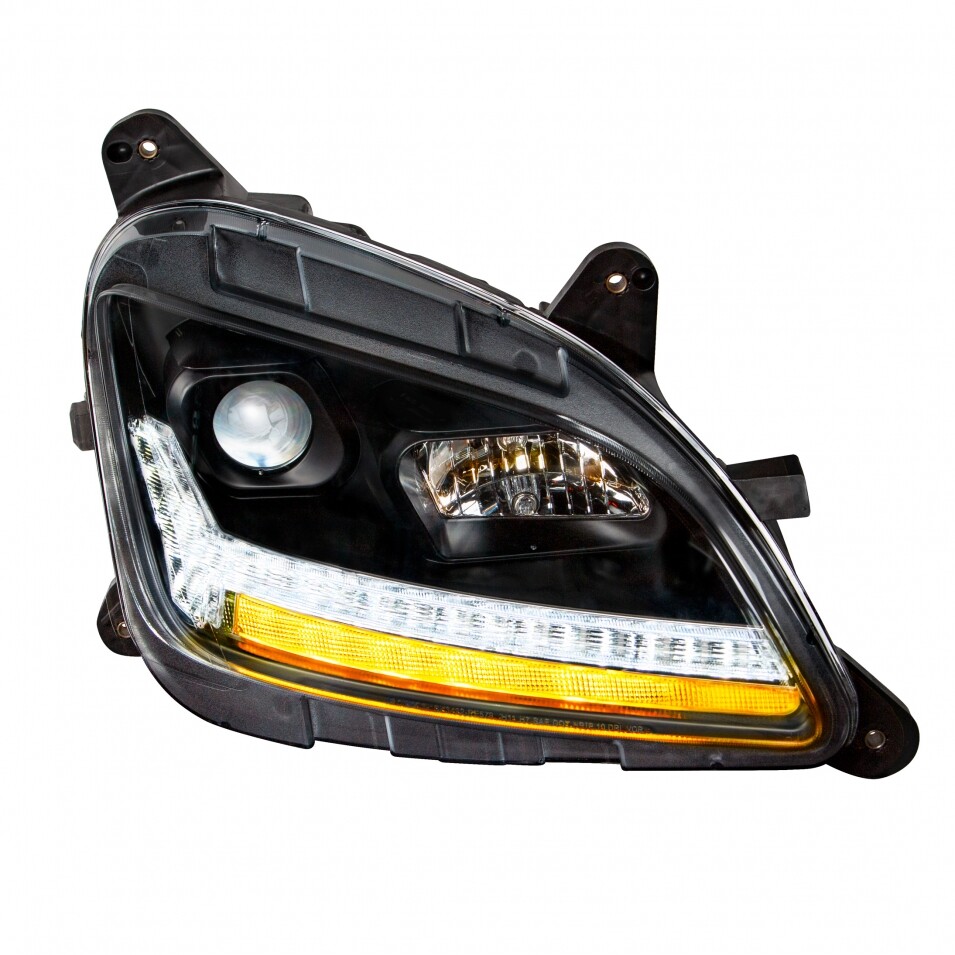 Blackout Projection Headlight w/ LED Sequential Turn/DRL for Peterbilt-Passenger