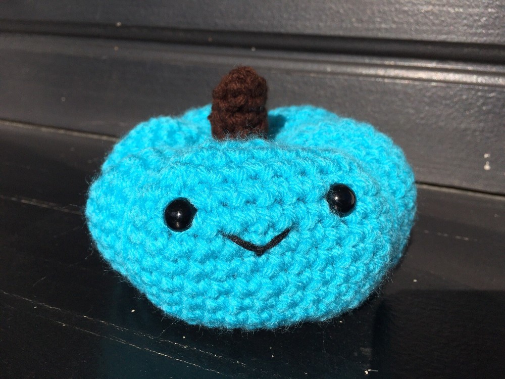 small crochet teal pumpkin