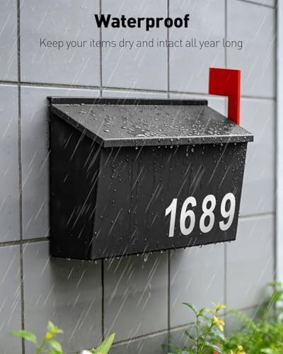 Mailboxes for Outside, Wall Mount Mailbox with Flag and Mailbox Number