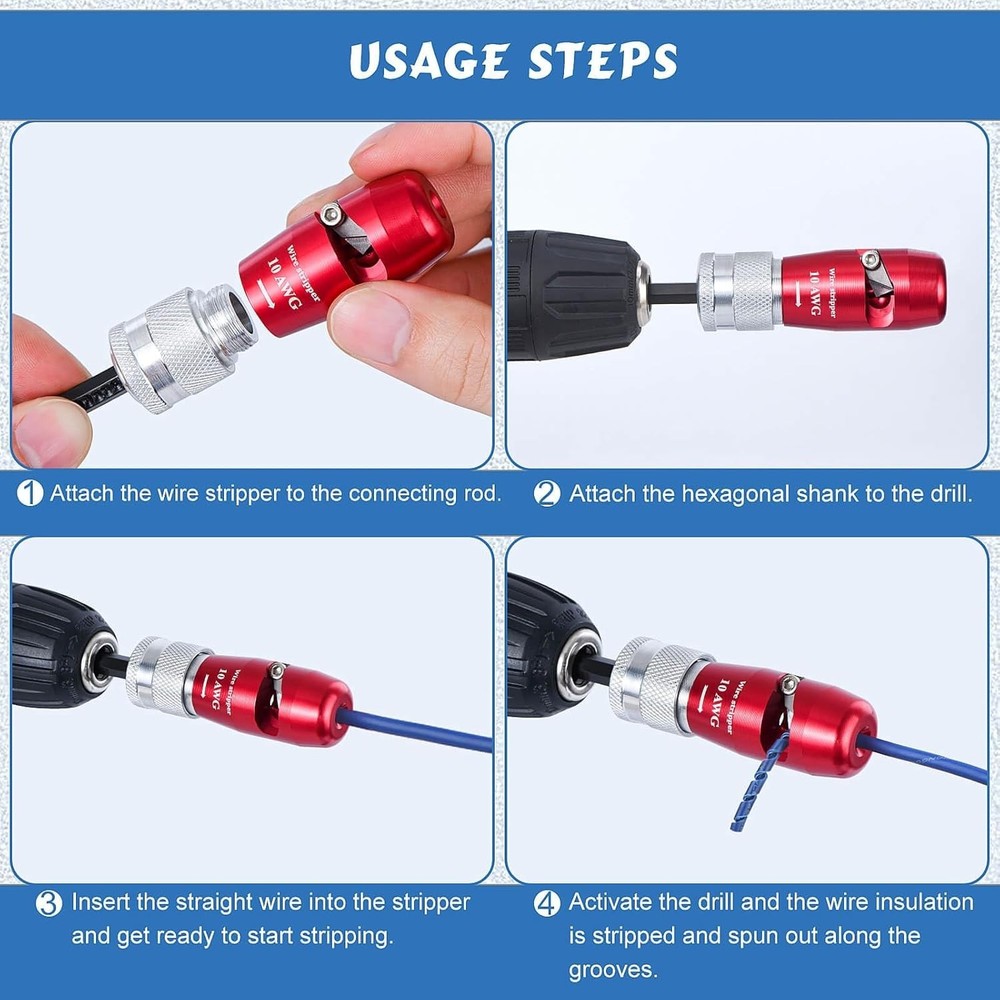 Professional Quality Wire Stripper Drill Attachment - Adjustable for All Gauges
