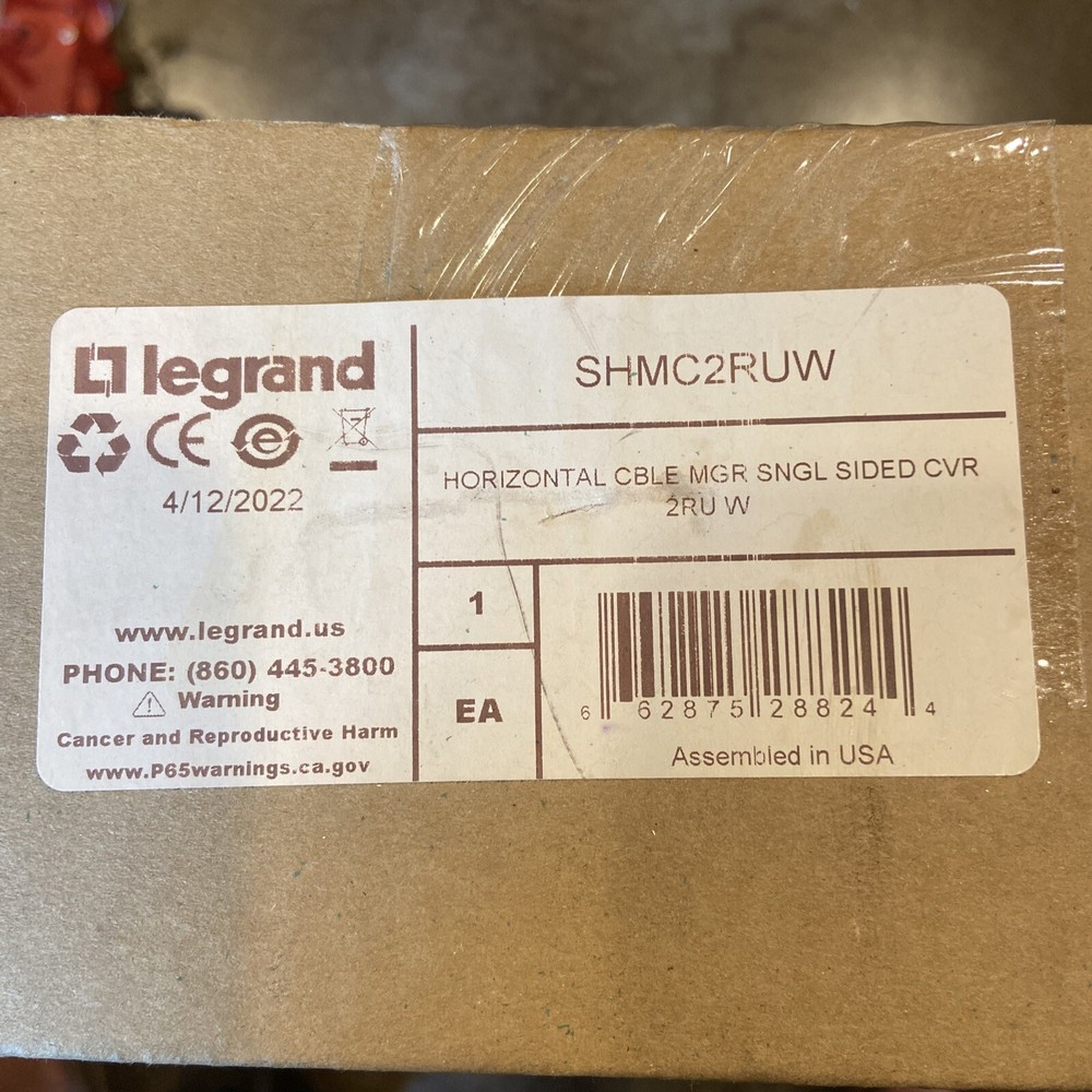 LEGRAND ORTRONICS SHMC2RUW SINGLE SIDED CVR HORIZONTAL CABLE MANAGER, RACK MOUNT