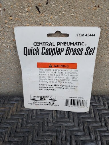 Quick Coupler Brass Set 5 Piece Central Pneumatic - Pair